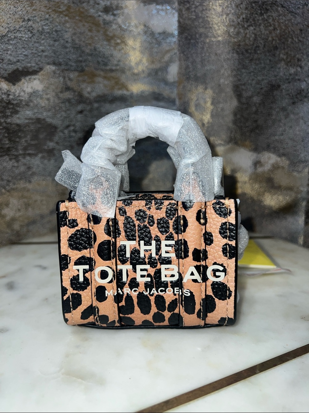 Marc Jacobs Mini Tote Bag charm in Leopard Print with Black Spots